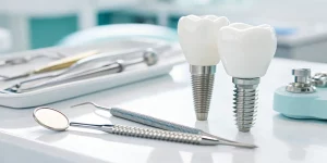 Dental implant models and tools for a general dentist's implant CE course.