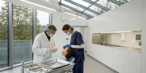 A dentist learns implant surgery with in-office mentorship and surgical guidance.