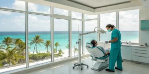 Dentists learn at a hands-on live patient dental implant course in Cancun.