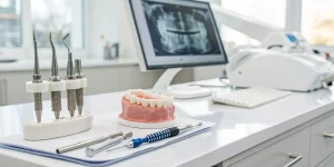 Full arch implant model, tools, and a digital scan for a full arch implant course with CE credits.