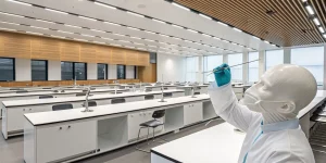 A dentist practicing a surgical extraction on a dental mannequin during hands-on training.