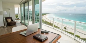 A safe and modern Cancun hotel room with an ocean view for American tourists.