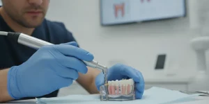 Clinician evaluating dental implant insertion torque