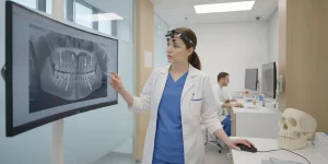 Dentist reviewing a full-arch implant digital case plan
