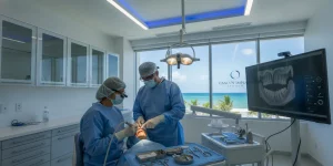 Dentist completing supervised implant surgery training abroad