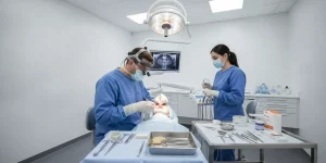 Dental implant bone grafting procedure in a clinical surgical setting